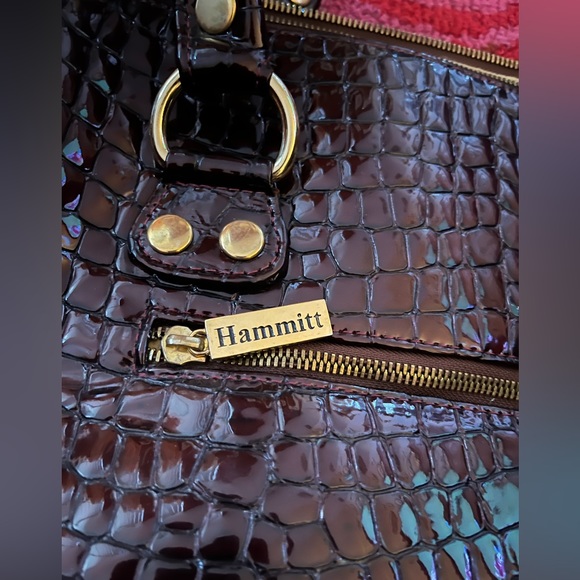 Hammitt Leather Suede Gold Stud Crocodile Satchel - Picture 4 of 7